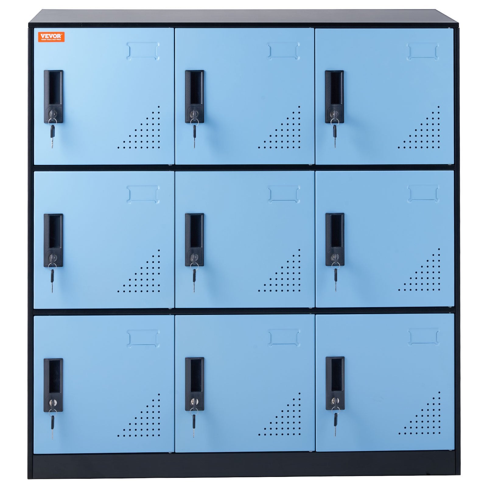 VEVOR Metal Locker for Employees, 9 Doors Storage Cabinet with Card Slot, Employee Lockers with Keys, 66lbs Loading Capacity office Storage Lockers for Office, Home, School, Gym, Black