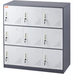 VEVOR Metal Locker for Employees, 9 Doors Storage Cabinet with Card Slot, Gray Steel Employee Lockers with Keys, 66lbs Loading Capacity office Storage Lockers for Office, Home, School, Gym