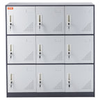 VEVOR Metal Locker for Employees, 9 Doors Storage Cabinet with Card Slot, Gray Steel Employee Lockers with Keys, 66lbs Loading Capacity office Storage Lockers for Office, Home, School, Gym