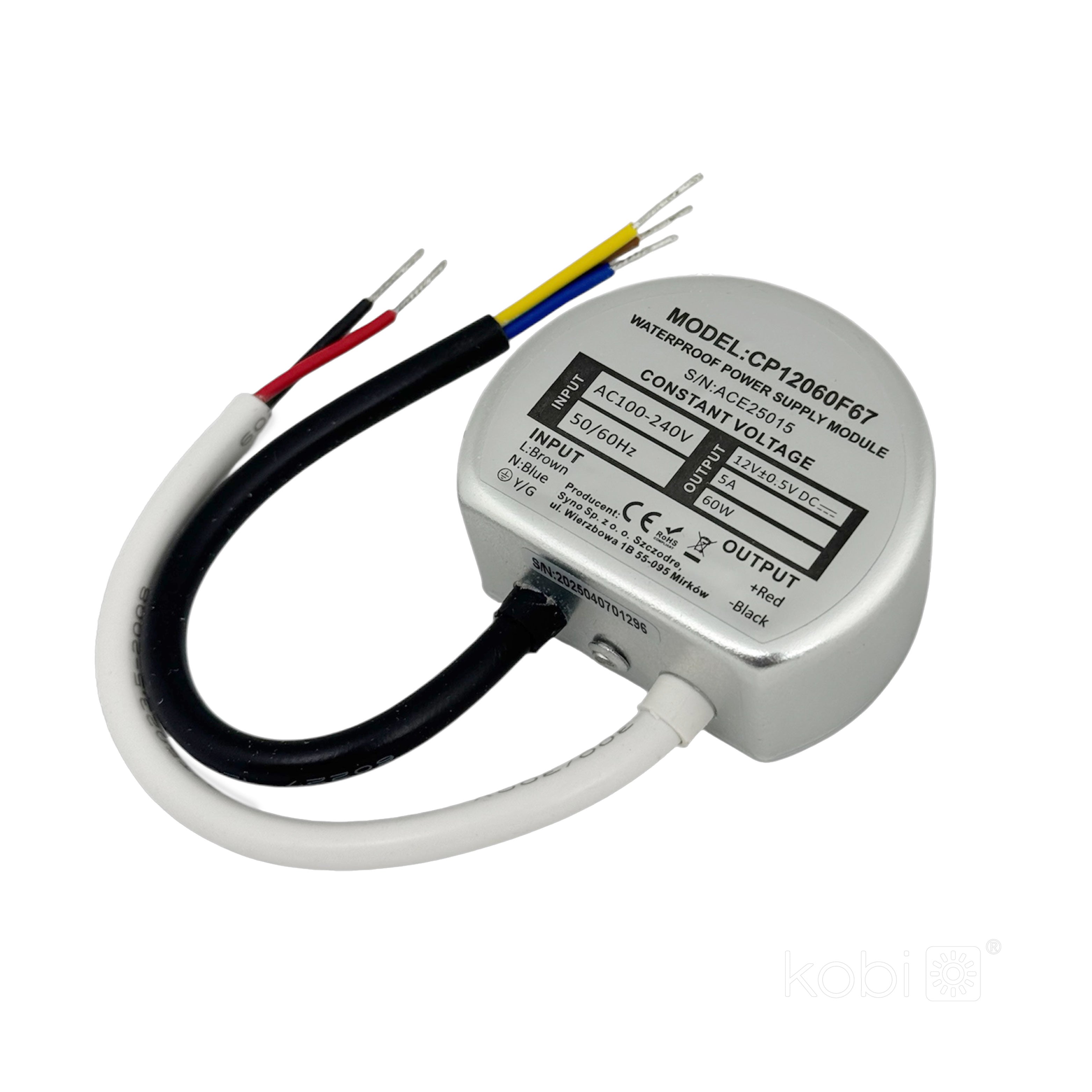 Hermetic LED Power Supply 12V 60W 5,00A IP67