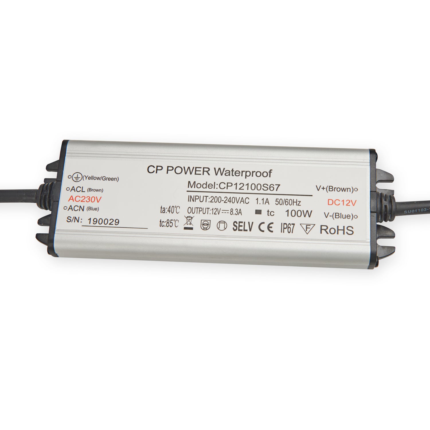 Hermetic LED Power Supply 12V 120W 10,0A IP67