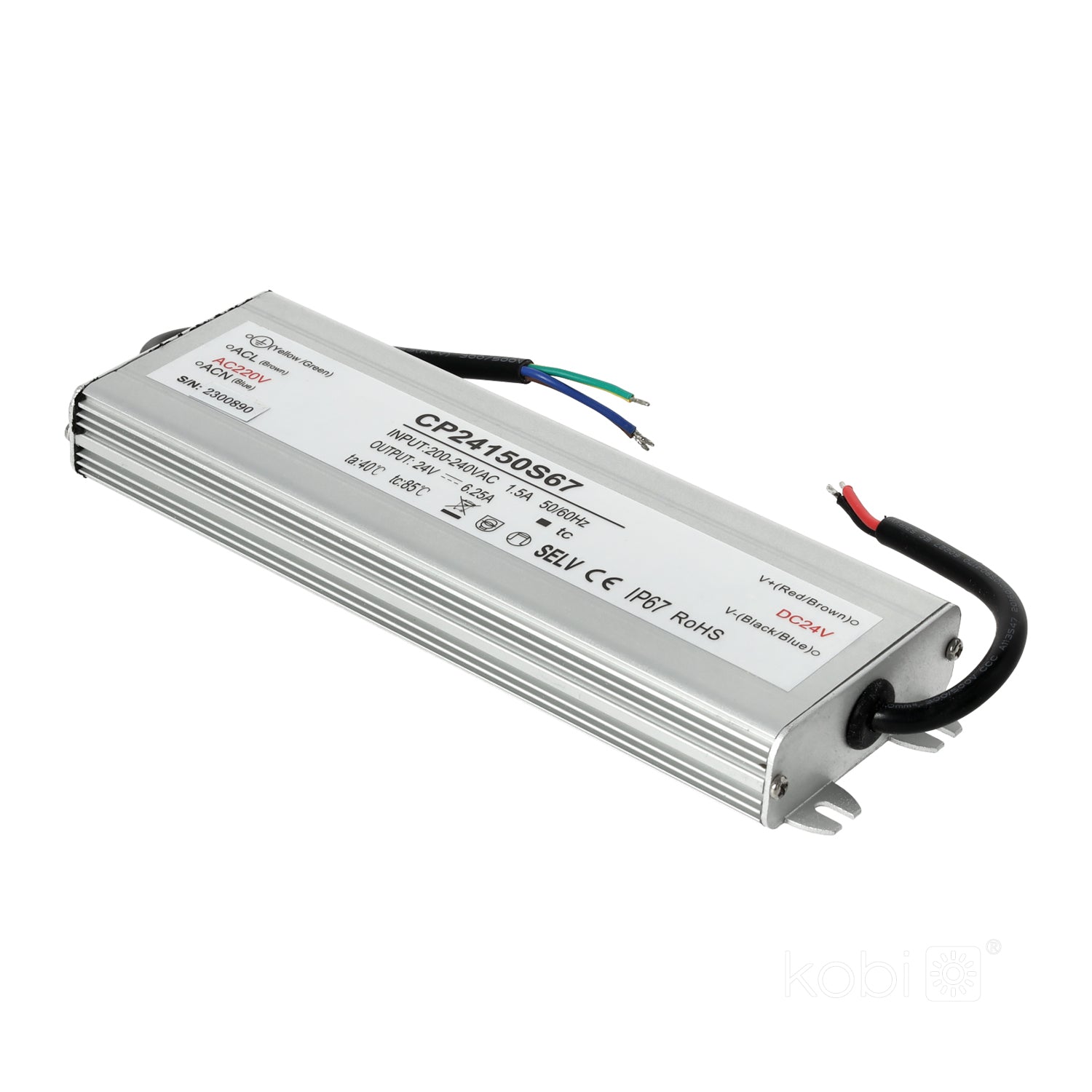 Hermetic LED Power Supply 24V 150W 6.25A IP67