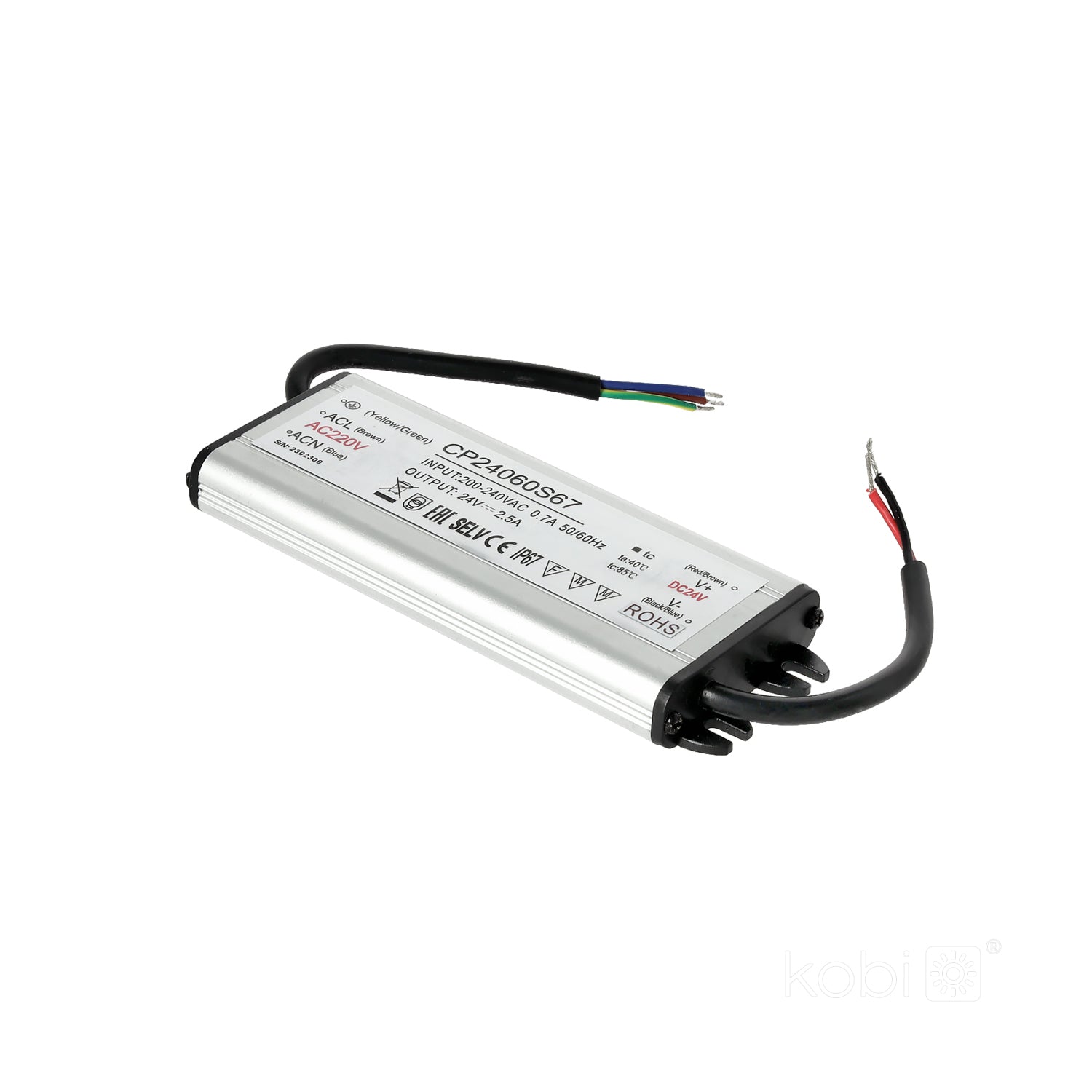 Hermetic LED Power Supply 24V 60W 2.50A IP67