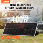 VEVOR 100W Monocrystalline Solar Panel Kit, 12V Monocrystalline Solar Panel + Charge Controller, 23% High-Efficiency Monocrystalline PV Module, IP68 Waterproof for RV, Boats, Camping, Off-Grid System