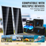 VEVOR 200W Monocrystalline Solar Panel Kit, 2PCS Monocrystalline Solar Panels + Charge Controller, 23% High-Efficiency Monocrystalline PV Module, IP68 Waterproof for RV, Boat, Camping, Off-Grid System