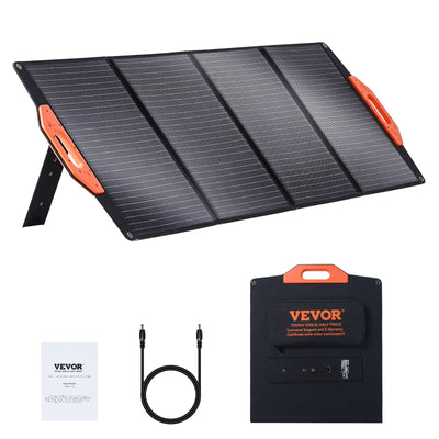 VEVOR Portable Monocrystalline Solar Panel, 120W Foldable Monocrystalline ETFE Solar Charger, 23% Efficiency Solar Panel with Type C, DC 18V, QC3.0 USB Port, IP67 Waterproof for Home, Off Grid, Hiking