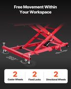 VEVOR Motorcycle Lift Table, 1000lbs Weight Capacity, 360° Flexible Moving Motorcycle Jack Stand, 8.6-31 in Height Range, Heavy Duty Bike Repair Stand with Security Lock for ATVs, Dirt Bike