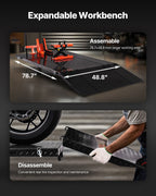 VEVOR Motorcycle Lift Table, 1500lbs Weight Capacity, Pneumatic Motorcycle Jack, 8.6-31 in Height Range, Heavy Duty Bike Repair Stand with Removable Workbench, Repair Platform for ATVs, Dirt Bike