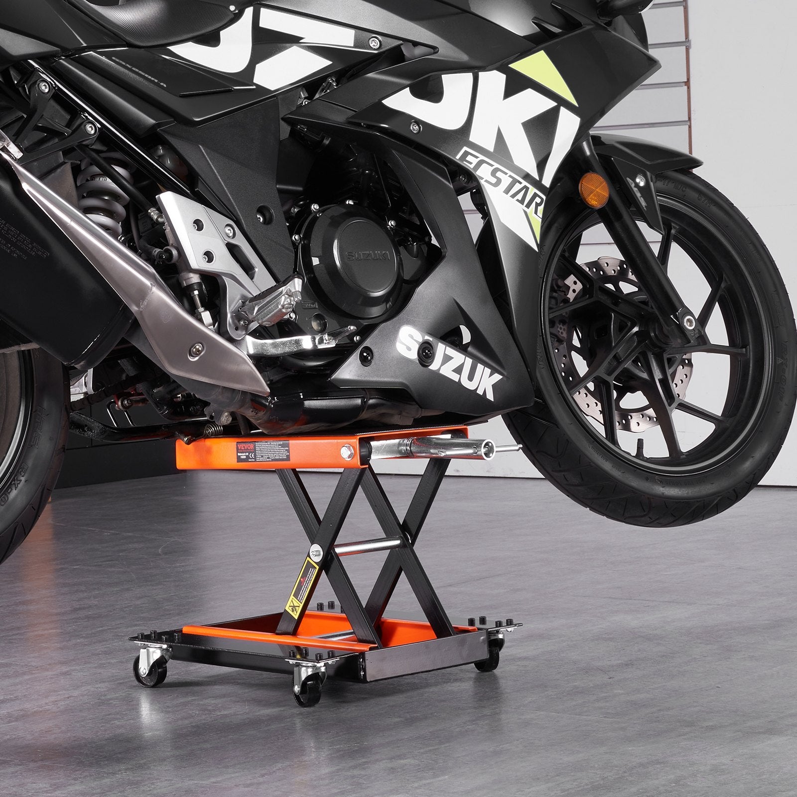 VEVOR Motorcycle Lift ATV Scissor Jack Dolly 499.5 kg Wide Deck & Hand Crank