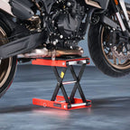 VEVOR Motorcycle Lift, 1200lbs Weight Capacity, Wide Deck Motorcycle Scissor Jack, 4.1-15 in Height Range, Heavy Duty Steel Bike Repair Center Stand with Ratchet and Crank for ATVs, Dirt Bikes