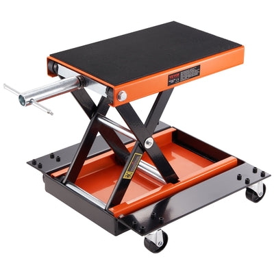 VEVOR Motorcycle Lift ATV Scissor Jack Dolly 499.5 kg Wide Deck & Hand Crank