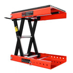 VEVOR Motorcycle Lift, 1200lbs Weight Capacity, Wide Deck Motorcycle Scissor Jack, 4.1-15 in Height Range, Heavy Duty Steel Bike Repair Center Stand with Ratchet and Crank for ATVs, Dirt Bikes