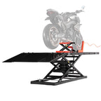 VEVOR Motorcycle Lift Table, 1500lbs Weight Capacity, Pneumatic Motorcycle Jack, 8.6-31 in Height Range, Heavy Duty Bike Repair Stand with Removable Workbench, Repair Platform for ATVs, Dirt Bike