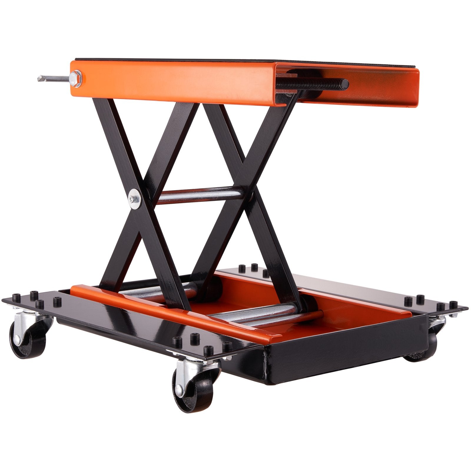 VEVOR Motorcycle Lift ATV Scissor Jack Dolly 499.5 kg Wide Deck & Hand Crank