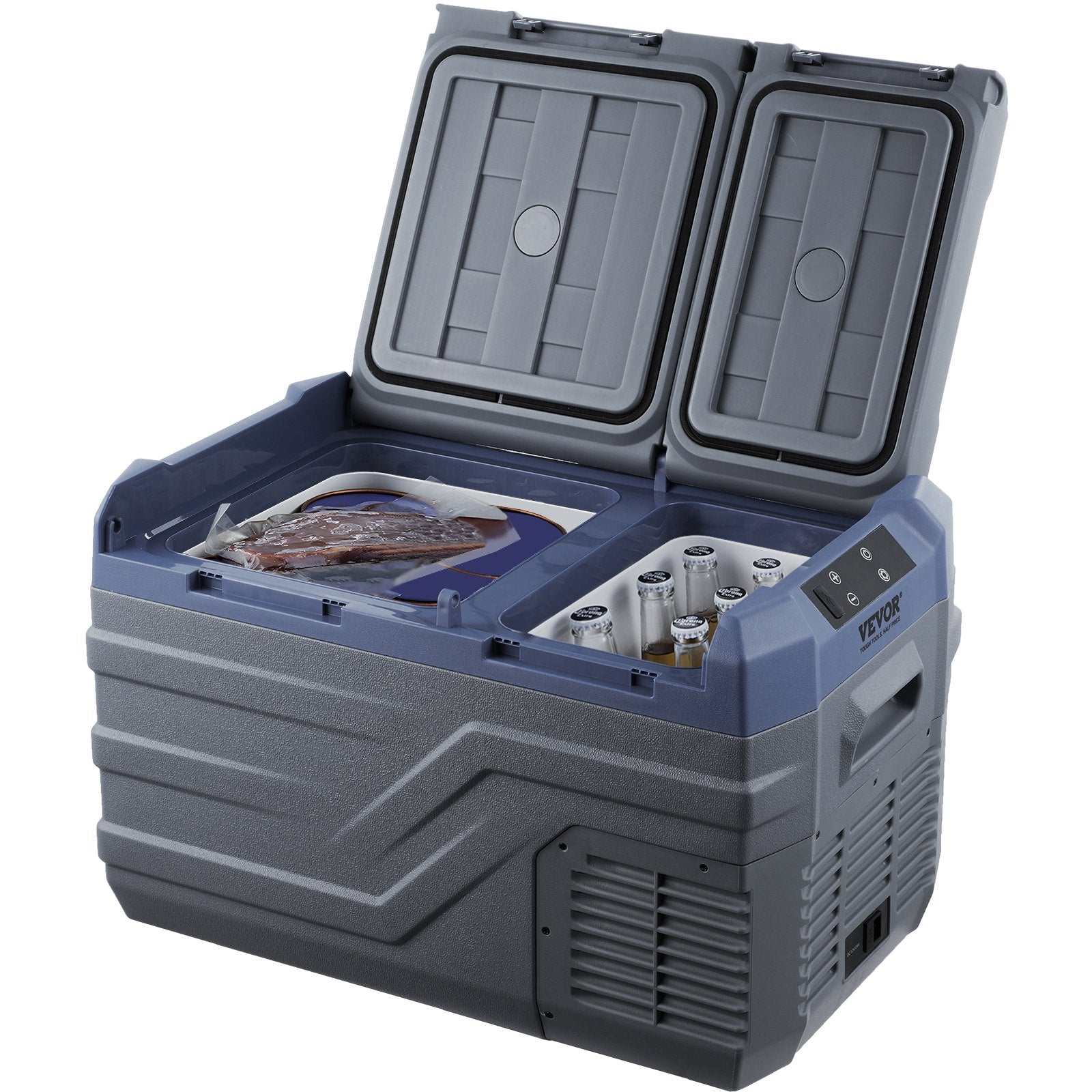 VEVOR Car Refrigerator, 25 L Dual Zone Portable Freezer, 12 Volt Car Refrigerator Fridge, -4℉-68℉ Adjustable Range, 12/24V DC and 100-240V AC Compressor Cooler for Outdoor, Camping, RV