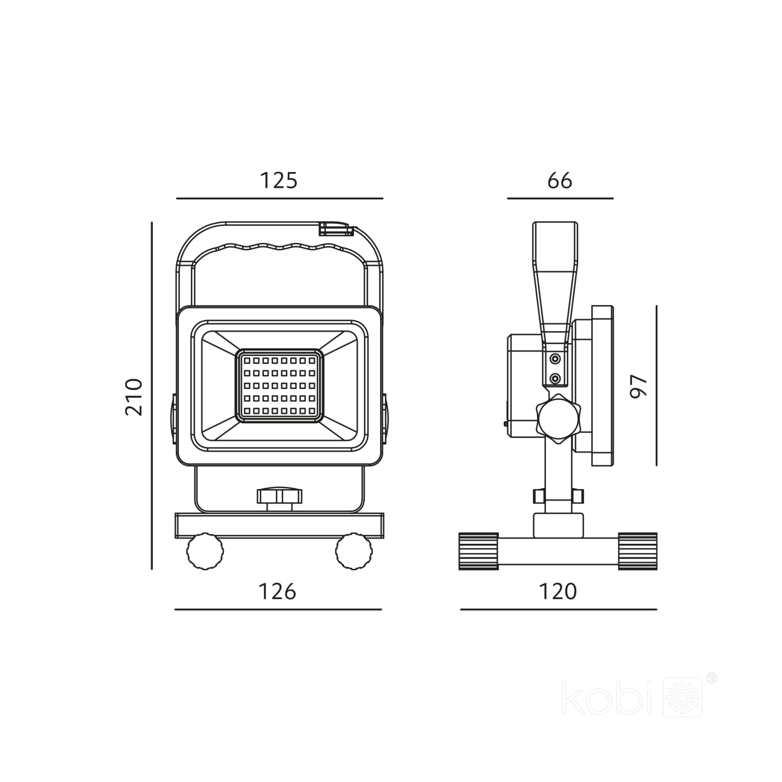 Battery floodlight LED TIGRA B 20W 4000K IP54 Kobi