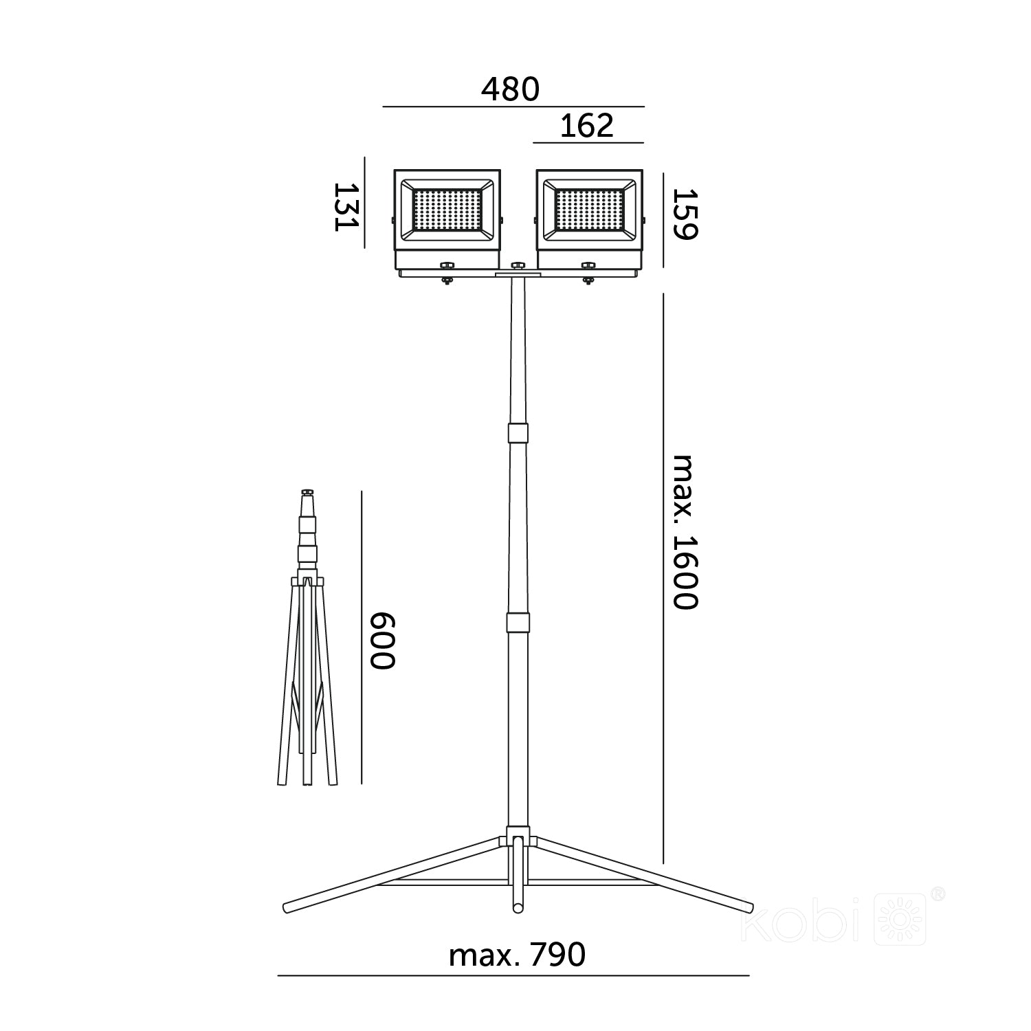 Floodlight LED TIGRA TRIPOD 2x50W 4000K IP54 Kobi