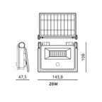 Solar floodlight LED NCS G2 20W 3CCT IP54 Kobi