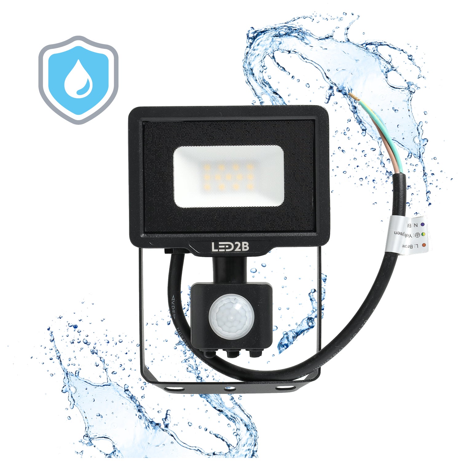 Floodlight with motion sensor LED MHC 10W black 4000K IP65 LED2B
