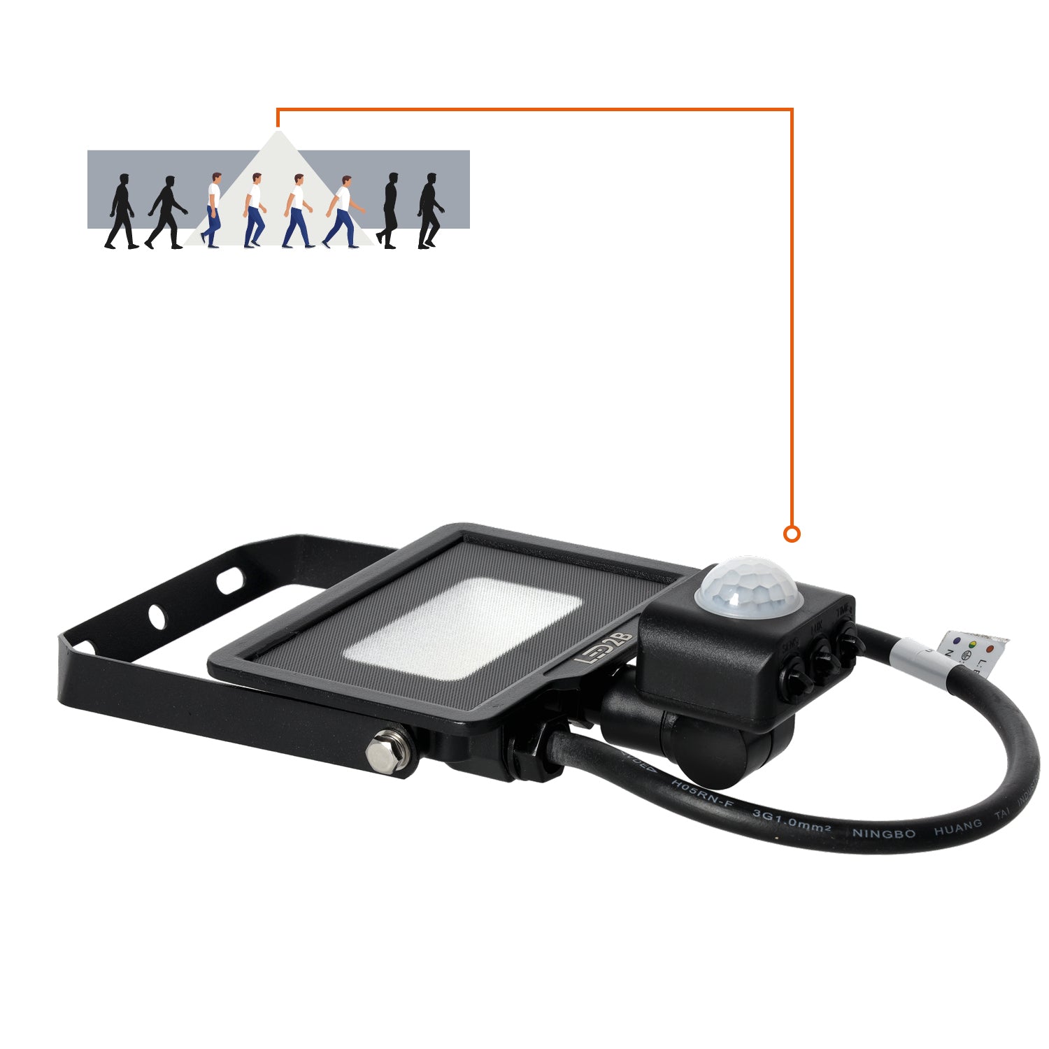 Floodlight with motion sensor LED MHC 10W black 4000K IP65 LED2B