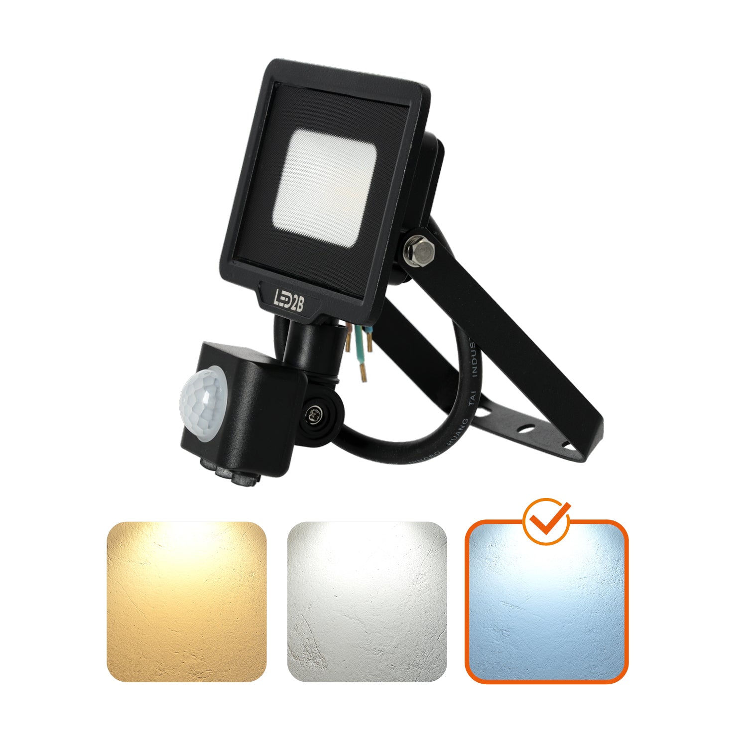Floodlight with motion sensor LED MHC 10W black 6500K IP65 LED2B