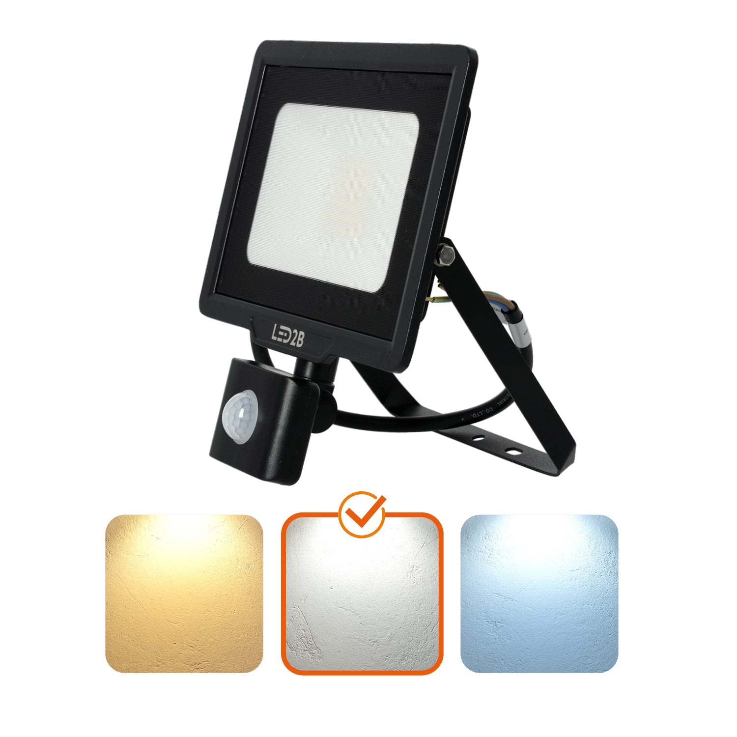 Floodlight with motion sensor LED MHC 30W black 4000K IP65 LED2B