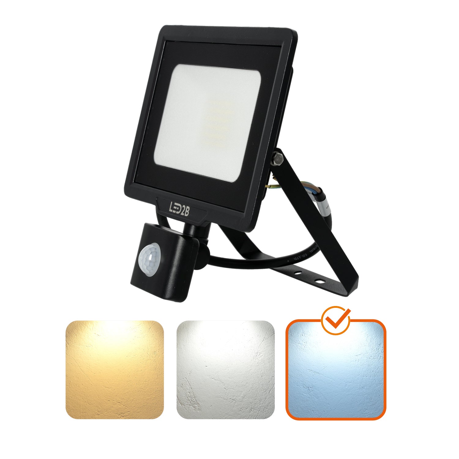 Floodlight with motion sensor LED MHC 30W black 6500K IP65 LED2B
