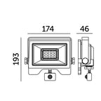 Floodlight with motion sensor LED MHC 50W black 4000K IP54 LED2B RED