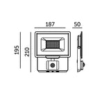 Floodlight with motion sensor LED MHC 50W black 4000K IP65 LED2B