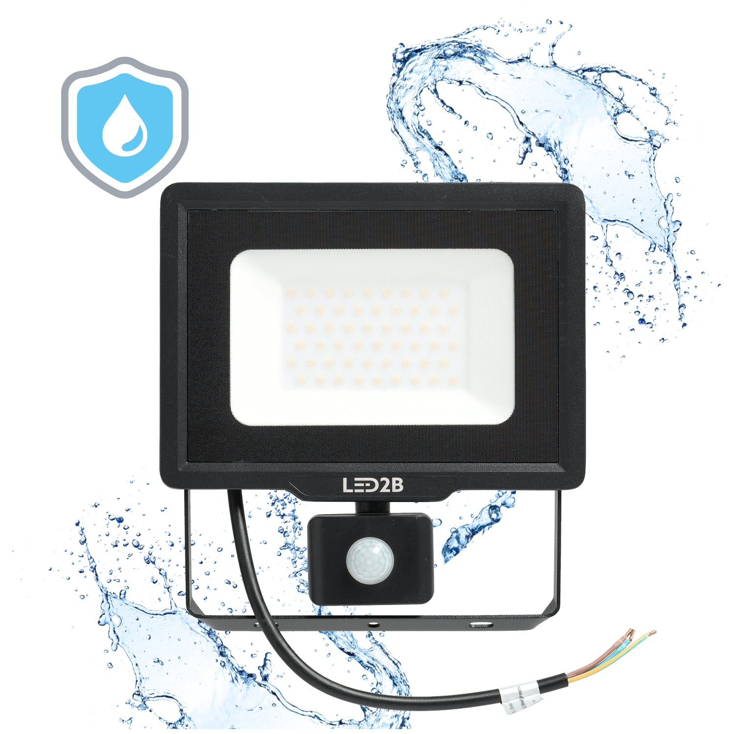 Floodlight with motion sensor LED MHC 50W black 4000K IP65 LED2B