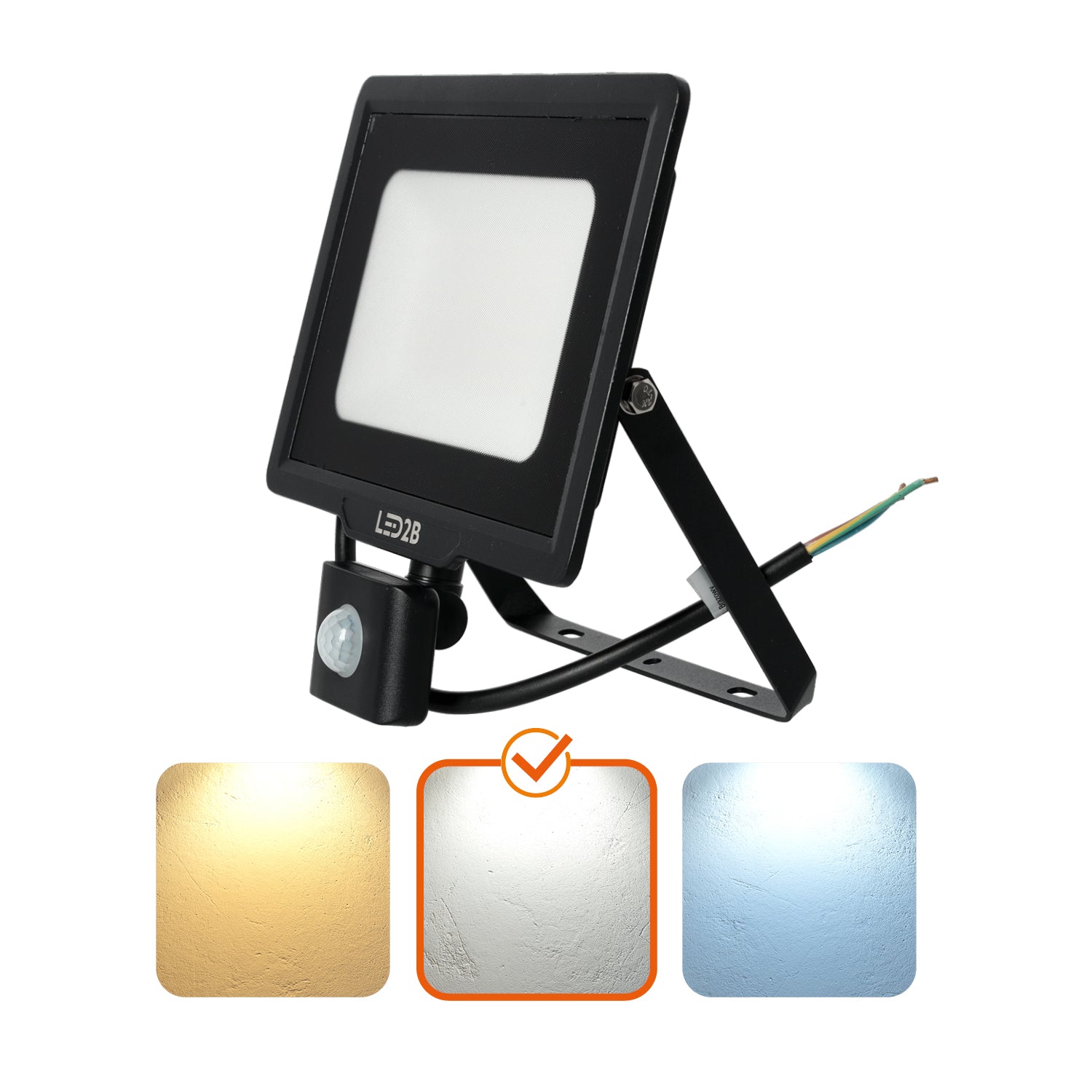 Floodlight with motion sensor LED MHC 50W black 4000K IP65 LED2B