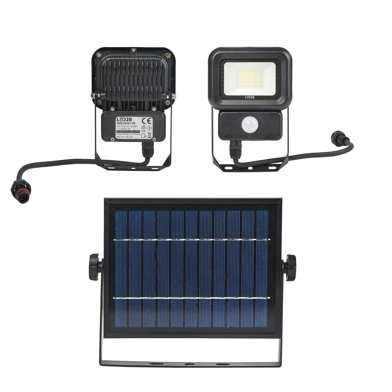 Solar floodlight with motion sensor LED NCS 10W 6500K IP65 LED2B