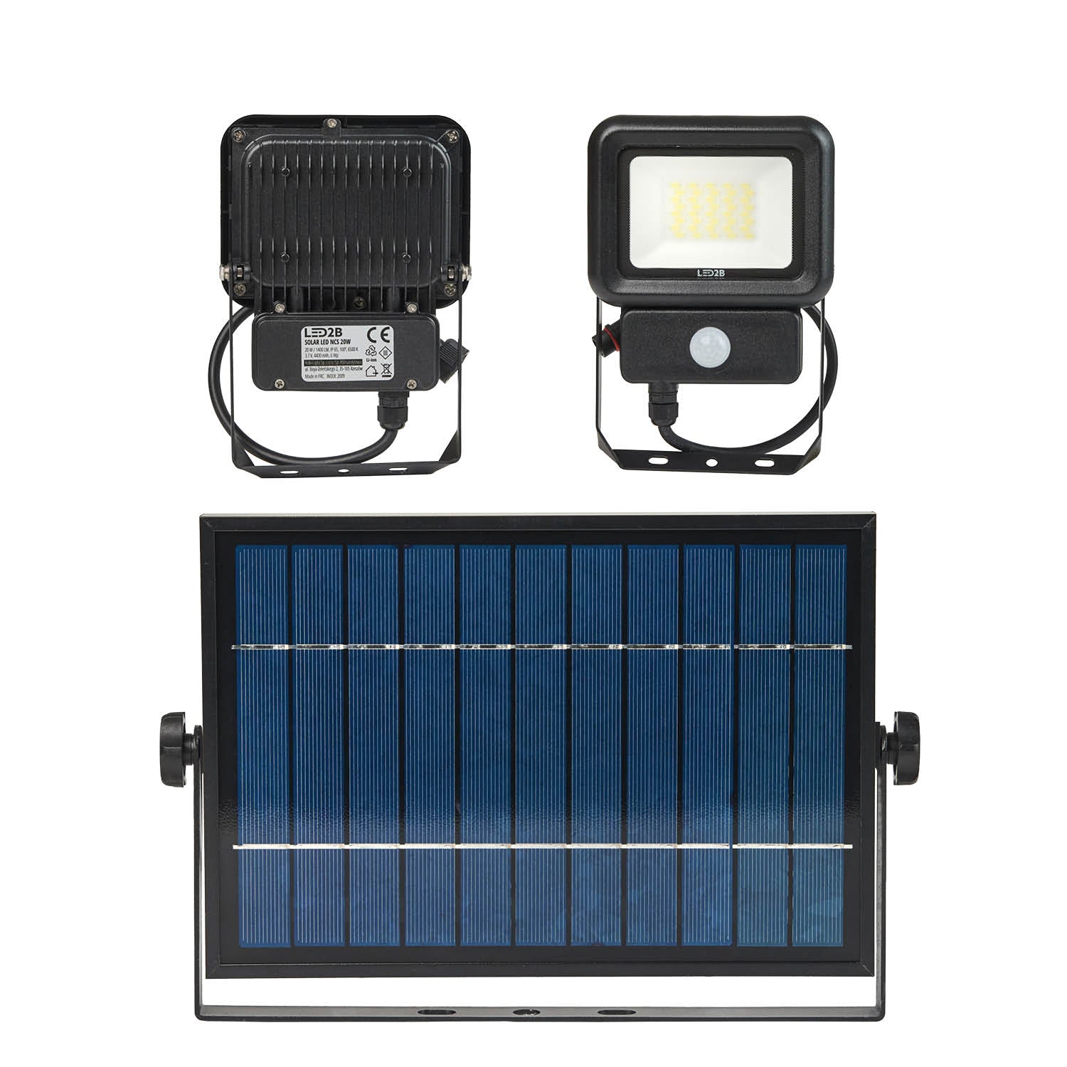 Solar floodlight with motion sensor LED NCS 20W 6500K IP65 LED2B