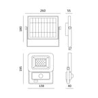 Solar floodlight with motion sensor LED NCS 20W 6500K IP65 LED2B
