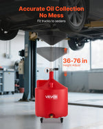 VEVOR 68L Waste Oil Drain Tank, Industrial Fluid Drain Tank with Adjustable Funnel Height, Portable Oil Drainer with Wheels, Fluid Fuel Transfer Drainage for Auto Repair Shops, Garages, Red