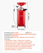 VEVOR 79.5L Waste Oil Drain Tank, Air Operated Portable Oil Drainer with Adjustable Funnel Height, Industrial Fluid Drain Tank with Wheels, Fluid Fuel Transfer Drainage for Auto Repair Shops, Red
