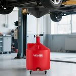 VEVOR 68L Waste Oil Drain Tank, Industrial Fluid Drain Tank with Adjustable Funnel Height, Portable Oil Drainer with Wheels, Fluid Fuel Transfer Drainage for Auto Repair Shops, Garages, Red