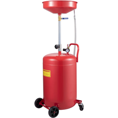 VEVOR Waste Oil Drain Tank 80 L Portable Oil Drain Air Operated Drainer Oil Change, Oil Drain Container, Fluid Fuel Transfer Drainage Adjustable Funnel Height, with Pressure Regulating Valve