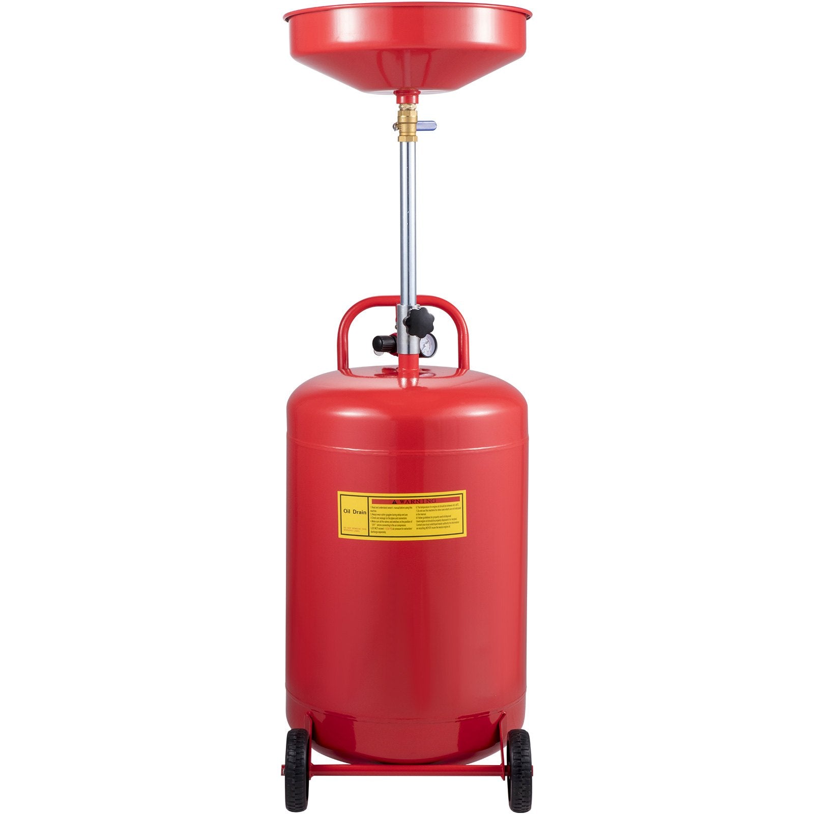 VEVOR Waste Oil Drain Tank 80 L Portable Oil Drain Air Operated Drainer Oil Change, Oil Drain Container, Fluid Fuel Transfer Drainage Adjustable Funnel Height, with Pressure Regulating Valve