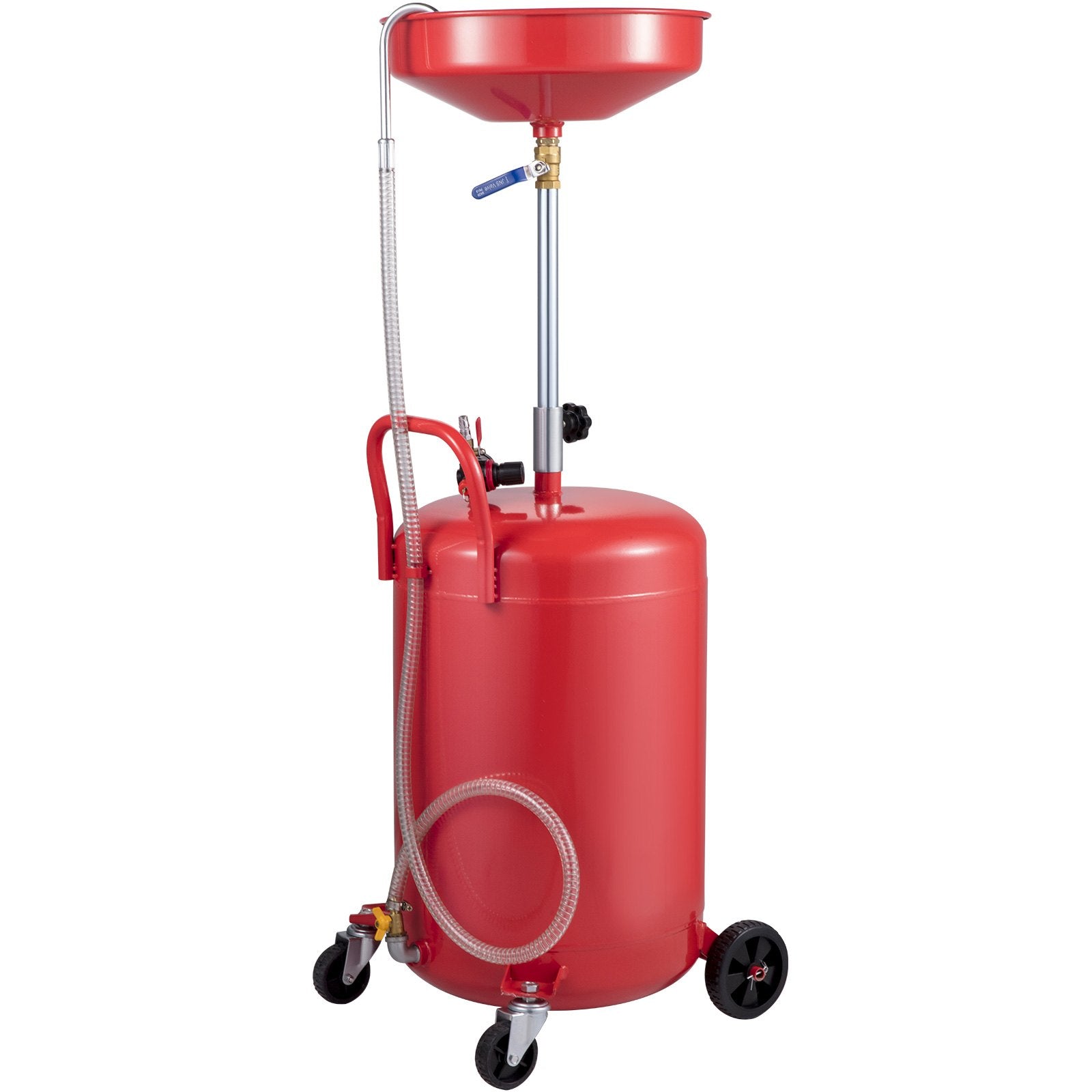 VEVOR Waste Oil Drain Tank 80 L Portable Oil Drain Air Operated Drainer Oil Change, Oil Drain Container, Fluid Fuel Transfer Drainage Adjustable Funnel Height, with Pressure Regulating Valve