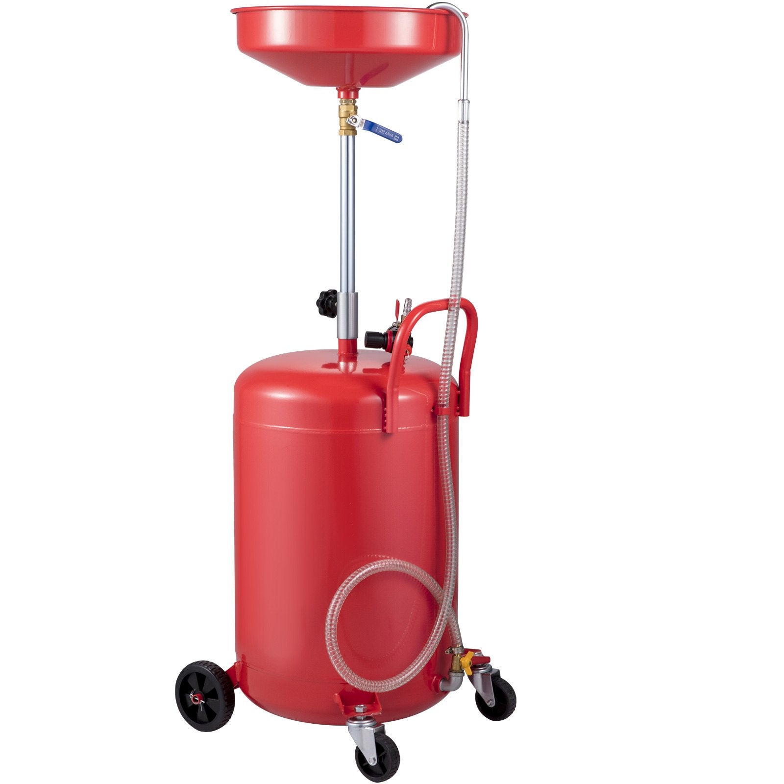 VEVOR Waste Oil Drain Tank 80 L Portable Oil Drain Air Operated Drainer Oil Change, Oil Drain Container, Fluid Fuel Transfer Drainage Adjustable Funnel Height, with Pressure Regulating Valve