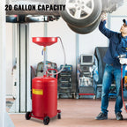 VEVOR Waste Oil Drain Tank 80 L Portable Oil Drain Air Operated Drainer Oil Change, Oil Drain Container, Fluid Fuel Transfer Drainage Adjustable Funnel Height, with Wheel for Easy Oil Removal