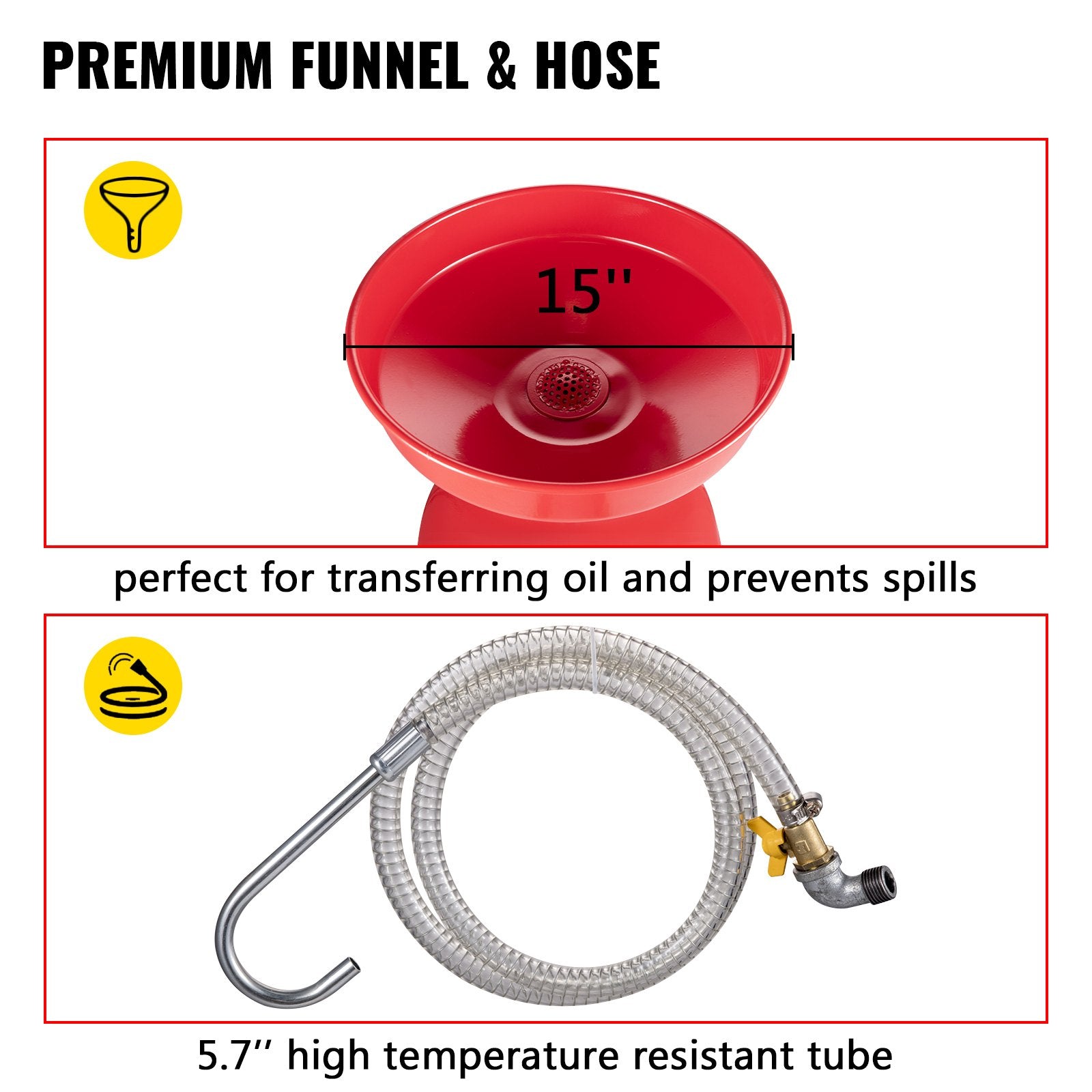 VEVOR Waste Oil Drain Tank 80 L Portable Oil Drain Air Operated Drainer Oil Change, Oil Drain Container, Fluid Fuel Transfer Drainage Adjustable Funnel Height, with Wheel for Easy Oil Removal