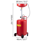 VEVOR Waste Oil Drain Tank 80 L Portable Oil Drain Air Operated Drainer Oil Change, Oil Drain Container, Fluid Fuel Transfer Drainage Adjustable Funnel Height, with Wheel for Easy Oil Removal