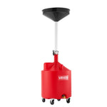 VEVOR 68L Waste Oil Drain Tank, Industrial Fluid Drain Tank with Adjustable Funnel Height, Portable Oil Drainer with Wheels, Fluid Fuel Transfer Drainage for Auto Repair Shops, Garages, Red