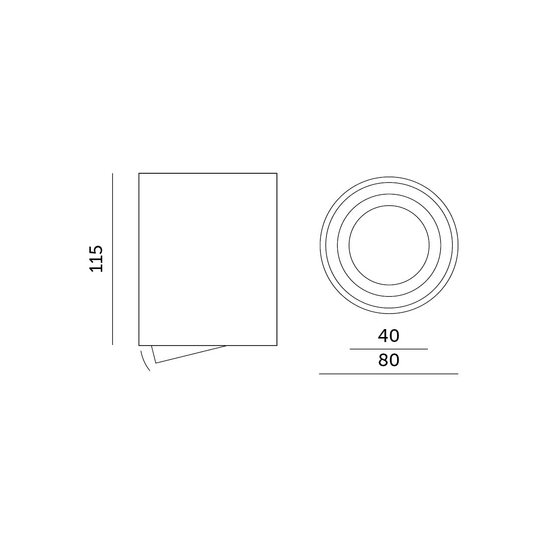 Downlight OH36L black Kobi