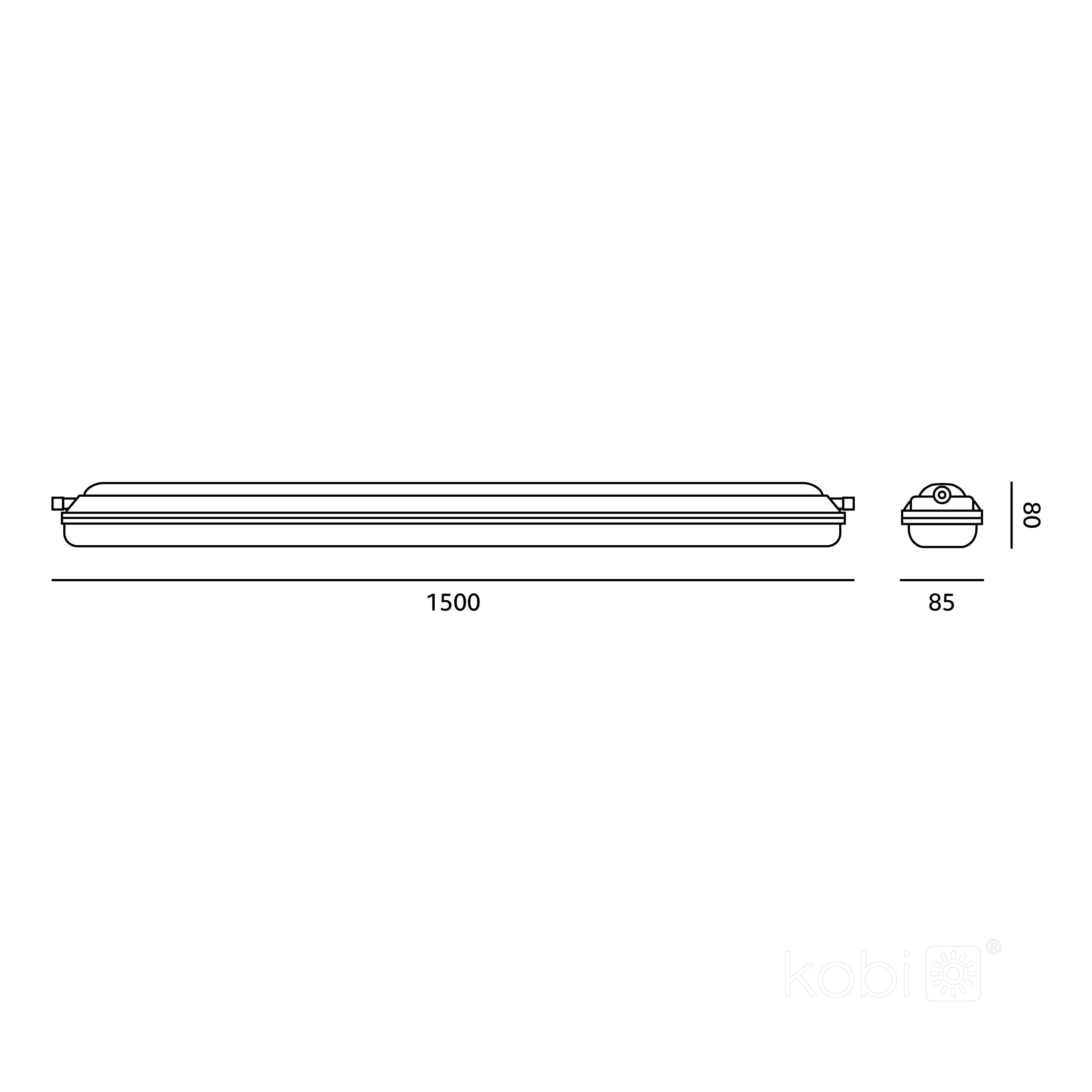 Waterproof linear fixture LED NEXFORCE N2 70W Kobi Pro