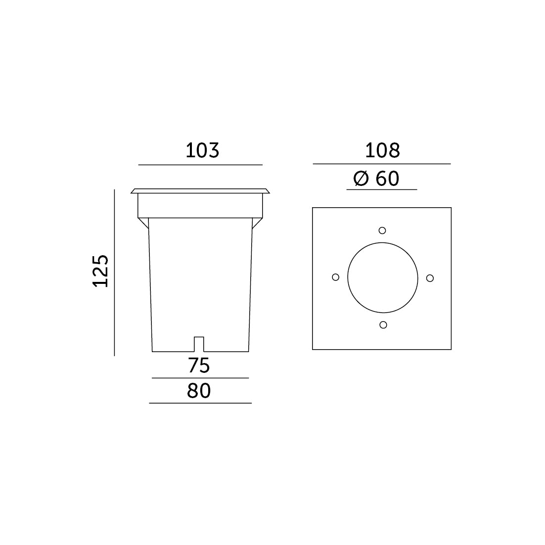 Driveway fixture ENTRADA 1 1xGU10 square Kobi