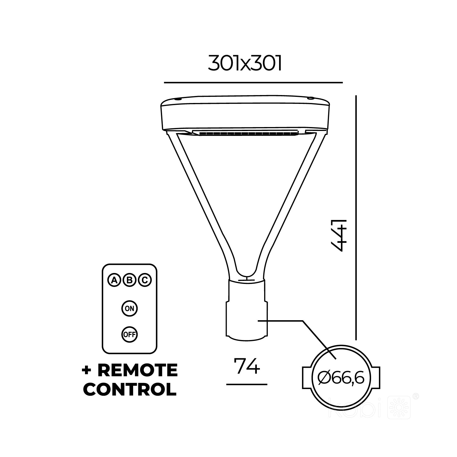 Park lamp HYBRID LED FUSION 14W 4000K IP65 Kobi Pro