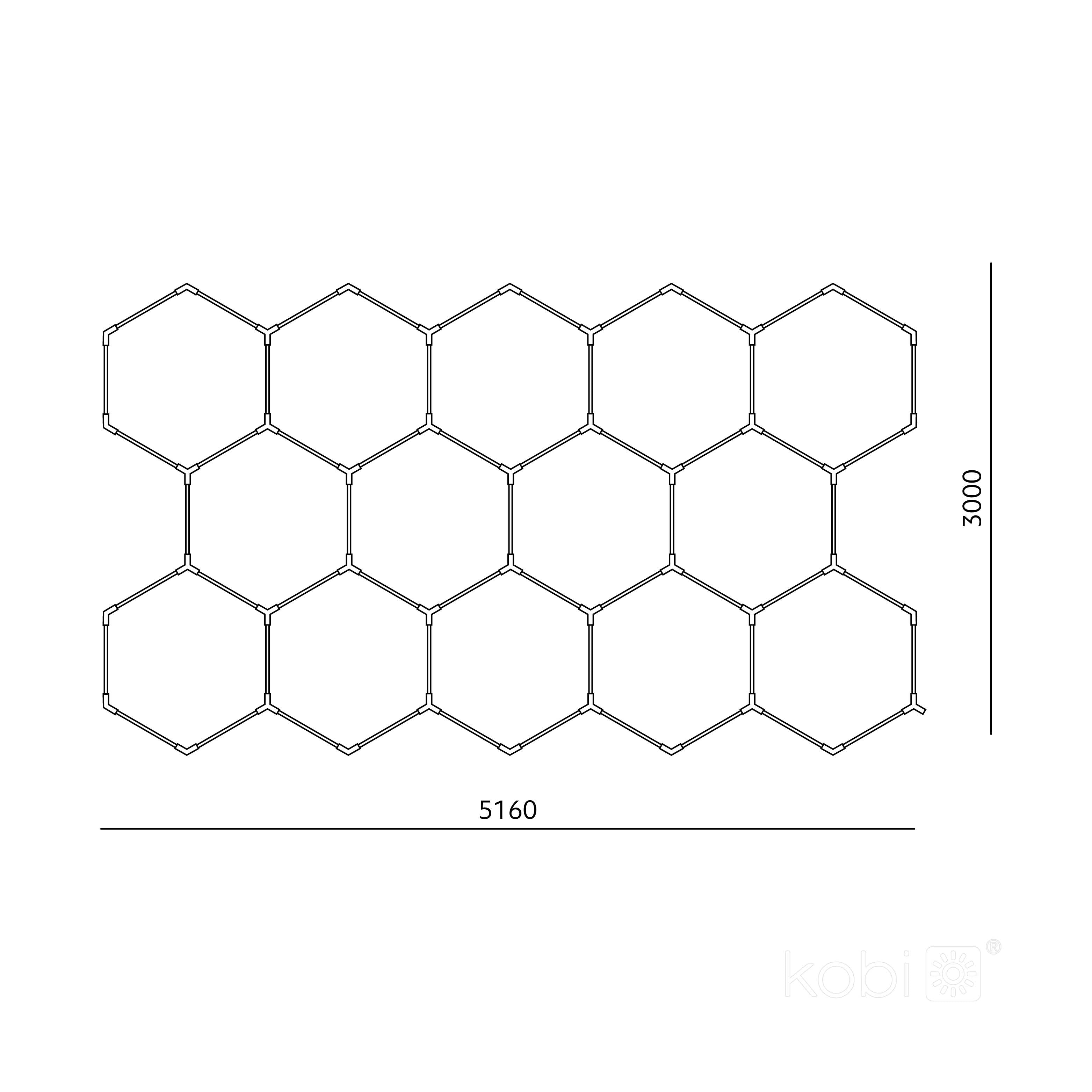 Ceiling lamp LED HEXLINE 300x516cm 6500K Kobi